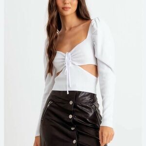 Balboa NWT White Ruched Women's Top Sz L